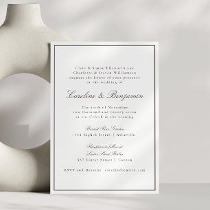 Klassisk Brun Kant Script Elegant Bröllop RSVP Inbjudningar