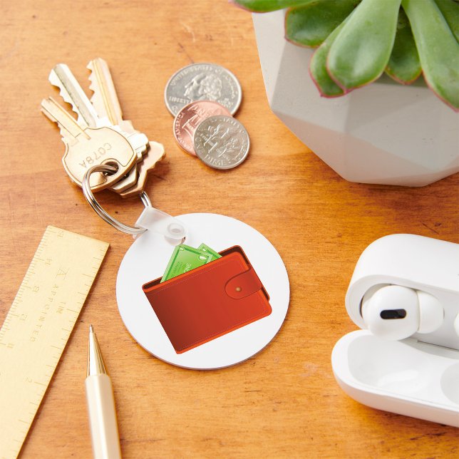 Klassisk Brun Läderplånbok med Kontanter Nyckelring (Skapare uppladdad)