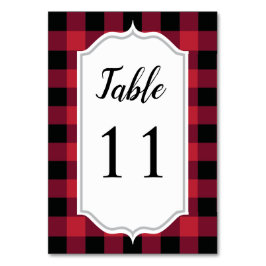 Klassisk Buffalo Play Check Black Red Bröllop Bordsnummer