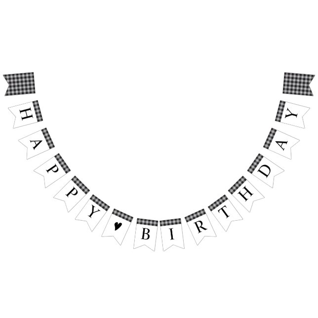 Klassisk Buffalo Play Check Black White Birthday Vimplar (Alla)