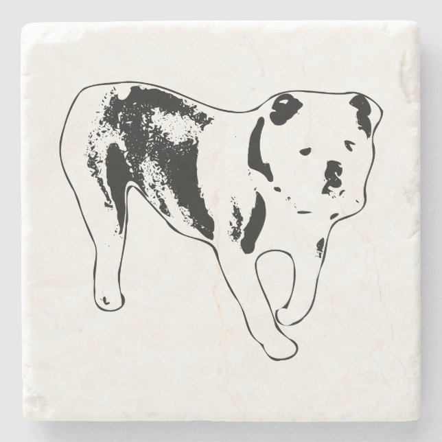 Klassisk Bulldog Siluett Stenunderlägg (Framsidan)
