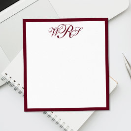 Klassisk burgundermonogram anteckningsblock