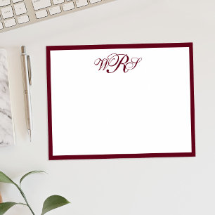 Klassisk Burgunderröd Monogram Anteckningskort