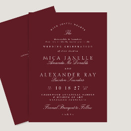 Klassisk burgundy Formal Maroon Elegant bröllop Inbjudningar