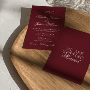 Klassisk Burgundy Lyx Retro Bröllop Inbjudningar