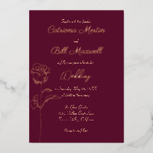 Klassisk Burgundy & Rose Folie Bröllopsinbjudan