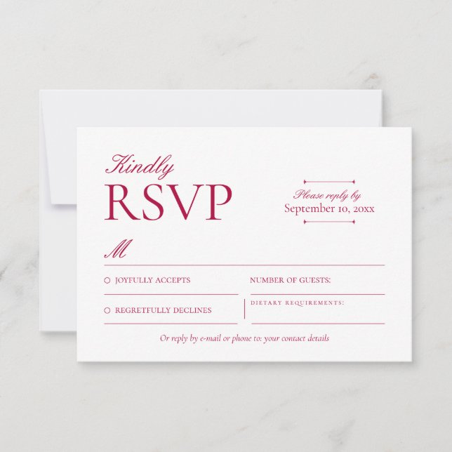 Klassisk Burgundy RSVP-kort OSA Kort (Framsida)