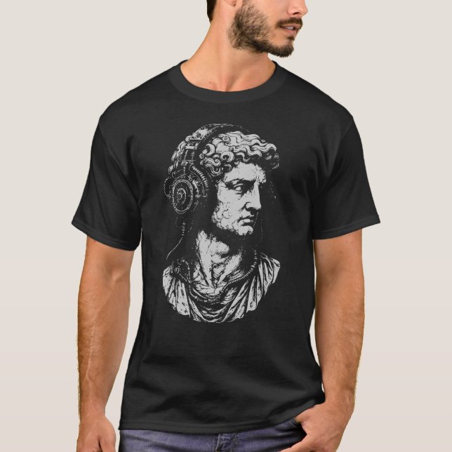 Klassisk byst med steampunk-hörlurar t shirt (Framsida)