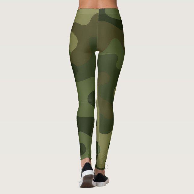 Klassisk Camo Print Earthy Grönt & Brown Tones Leggings (Baksida)