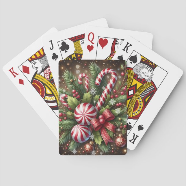 Klassisk Candy cane/pepparmynt-julgrey Casinokort (Baksidan)