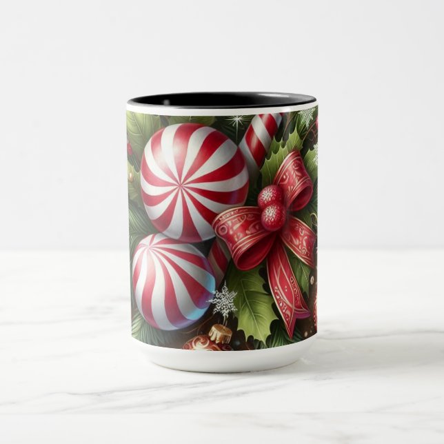 Klassisk Candy cane/pepparmynt-julgrey Mugg (Center)