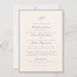 Klassisk Champagne Taupe Bröllopsrepetition Inbjudningar