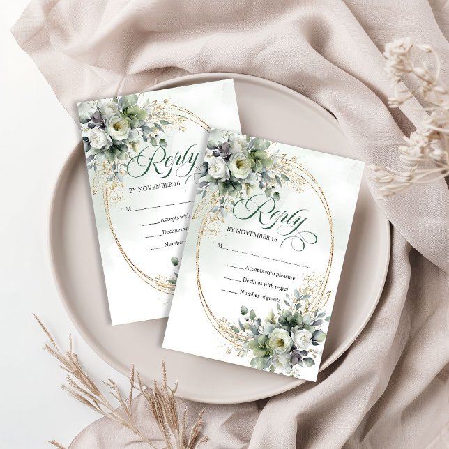Klassisk Charm Böhmisk Grönska Botanisk Bröllop  OSA Kort (Classic Charm Bohemian Greenery Botanical Wedding RSVP Card)