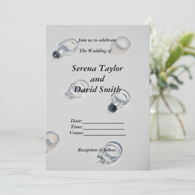Klassisk charm: Svart och Grått-bröllop Inbjudningar (Stående Fram)