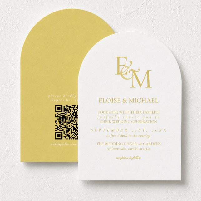 Klassisk Chartreuse Monogram Minimalistisk Bröllop Inbjudningar (Classic Chartreuse Monogram Minimalist Wedding Invitation)
