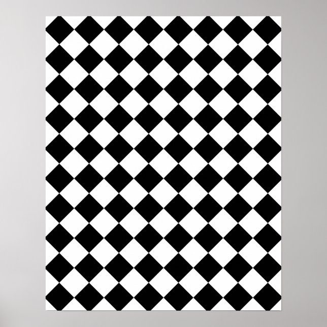 Klassisk Checkers för svart och vitt Poster (Framsidan)