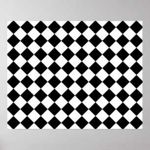 Klassisk Checkers för svart och vitt Poster