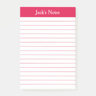 Klassisk Cherry Red Lining-Personlig Post-it Block