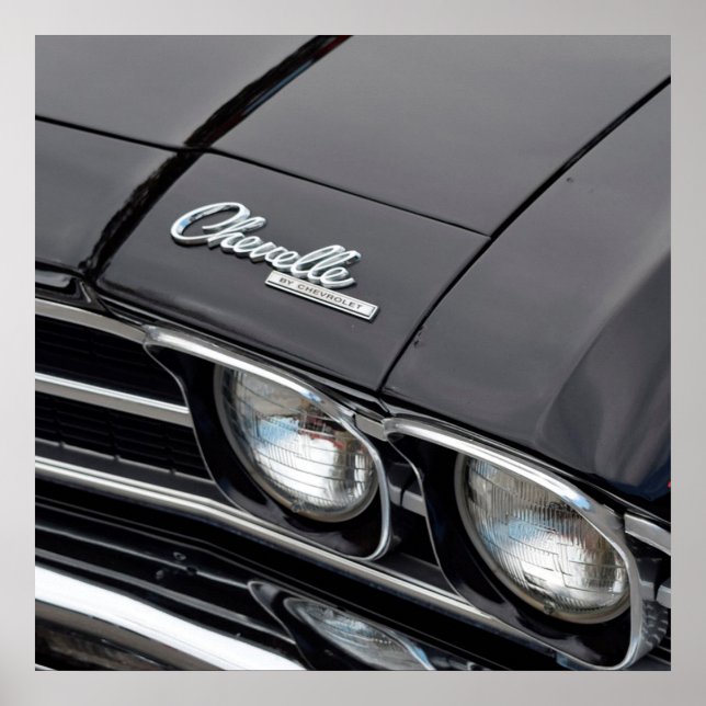 Klassisk Chevrlot Chevelle på Black Poster (Framsidan)