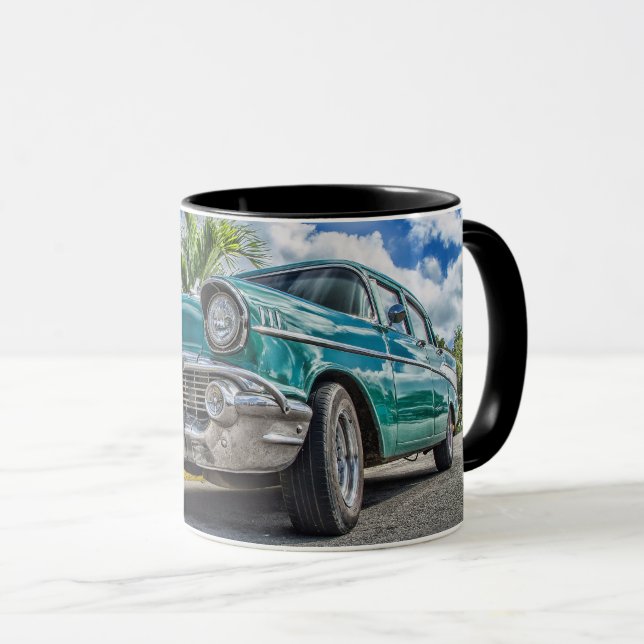 Klassisk Chevrolet-bil Svart 11 oz Kombomug Mugg (Framsida höger)