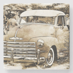 Klassisk Chevy Chevrolet Lastbil Stenunderlägg