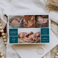 Klassisk Chic Baby-Fotocollage Annonskort