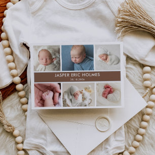 Klassisk Chic Baby Fotokollage Annonskort Inbjudningar