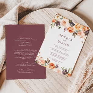 Klassisk Chic Boho Blommigt Back & Front Bröllop Inbjudningar