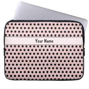 Klassisk Chic Cute Namn Polka dots Rosa & Black Laptop Fodral