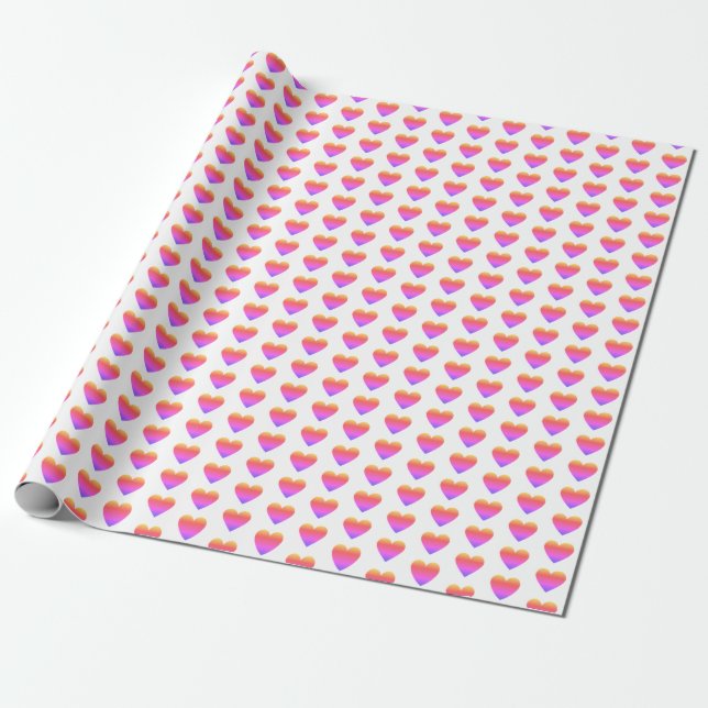 Klassisk Chic Cute Rainbow Ombre Hearts Presentpapper (Utrullad)