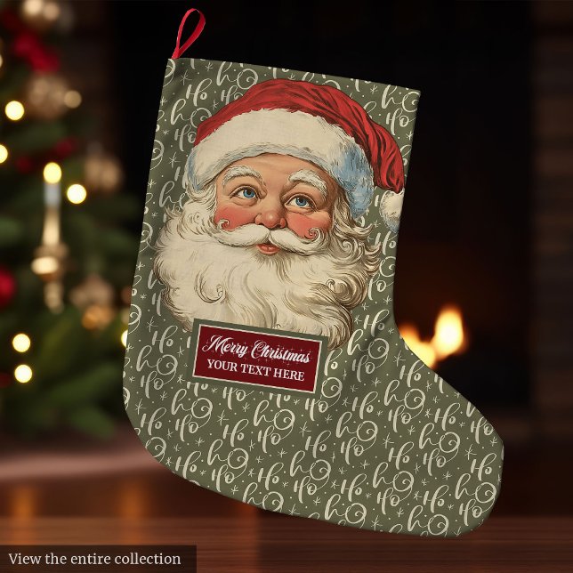 Klassisk Chic för julförråd i Jultomten Stor Julstrumpa (Classic Santa Claus Christmas Stocking Retro Chic)