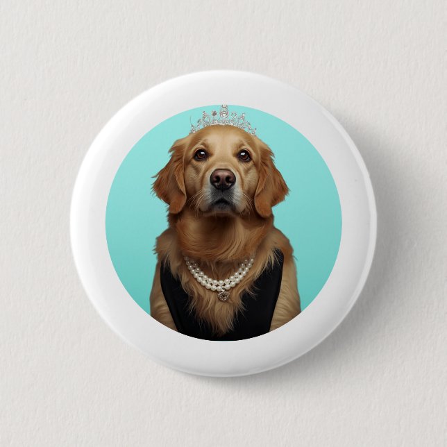 Klassisk Chic Frukostaffisch Golden Retriever Knapp (Framsida)