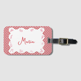 Klassisk Chic, italiensk-tyske Namn Red Checkered Bagagebricka