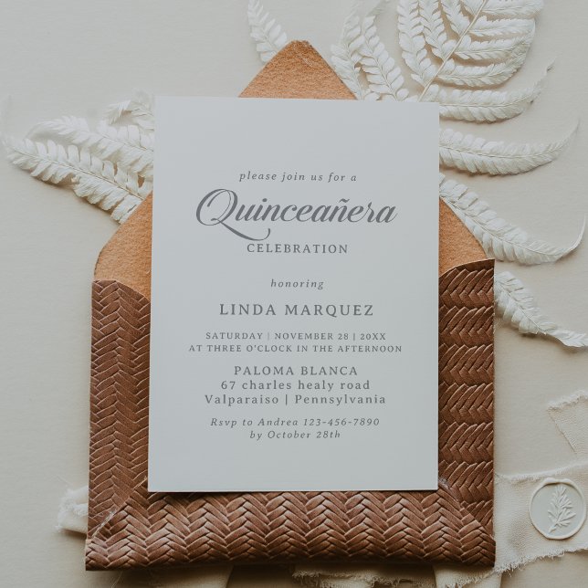 Klassisk Chic Kalligrafi Quinceañera Inbjudningar (Skapare uppladdad)
