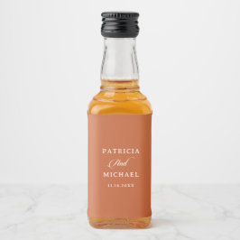 Klassisk Chic Terrakotta Kalligrafi Bröllop Spritflaskor Etikett
