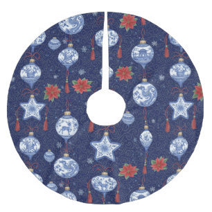 Klassisk Chinoiserie Juldekoration Julgransmatta Borstad Polyester