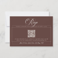 Klassisk Choco Brun Elfenben Kalligrafi QR Bröllop