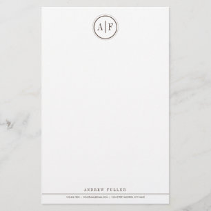 Klassisk choklad brun monogrammad Stationery Brevpapper