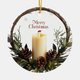 Klassisk cirkel för utandningsljus av trä julgransprydnad keramik