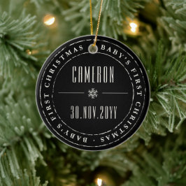 Klassisk cirkel Stamped Seal Baby Första jul Julgransprydnad Keramik