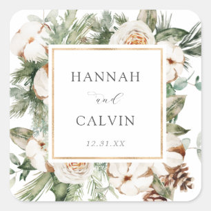 Klassisk cirkus för vinterbröllop fyrkantigt klistermärke