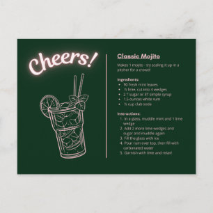 Klassisk Cocktail Postkort - Mint Mojito Vykort