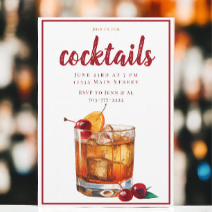 Klassisk Cocktailfest Old Fashioned-dryck Inbjudningar