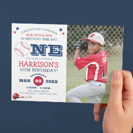 Klassisk Coola Baseball Kids Photo Birthday Inbjudningar