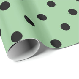 Klassisk, coola, elegant svart, grönt polka dots presentpapper