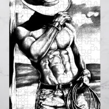 Klassisk Coola Handdragen Western Cowboyart Art