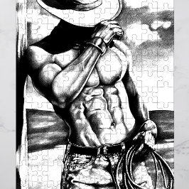 Klassisk Coola Handdragen Western Cowboyart Art Pussel