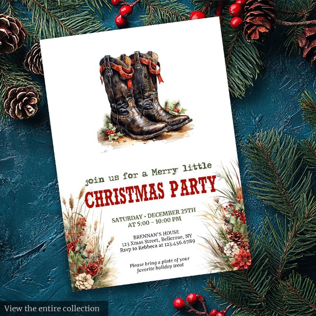Klassisk cowboy country julinbjudan inbjudningar (Classic Cowboy Country Christmas Invitation)