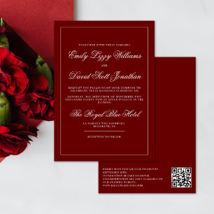 Klassisk Crimson Red Minimalist QR-kod Inbjudningar