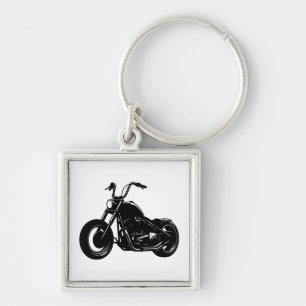 Klassisk cruiser motorcykel design fyrkantig silverfärgad nyckelring